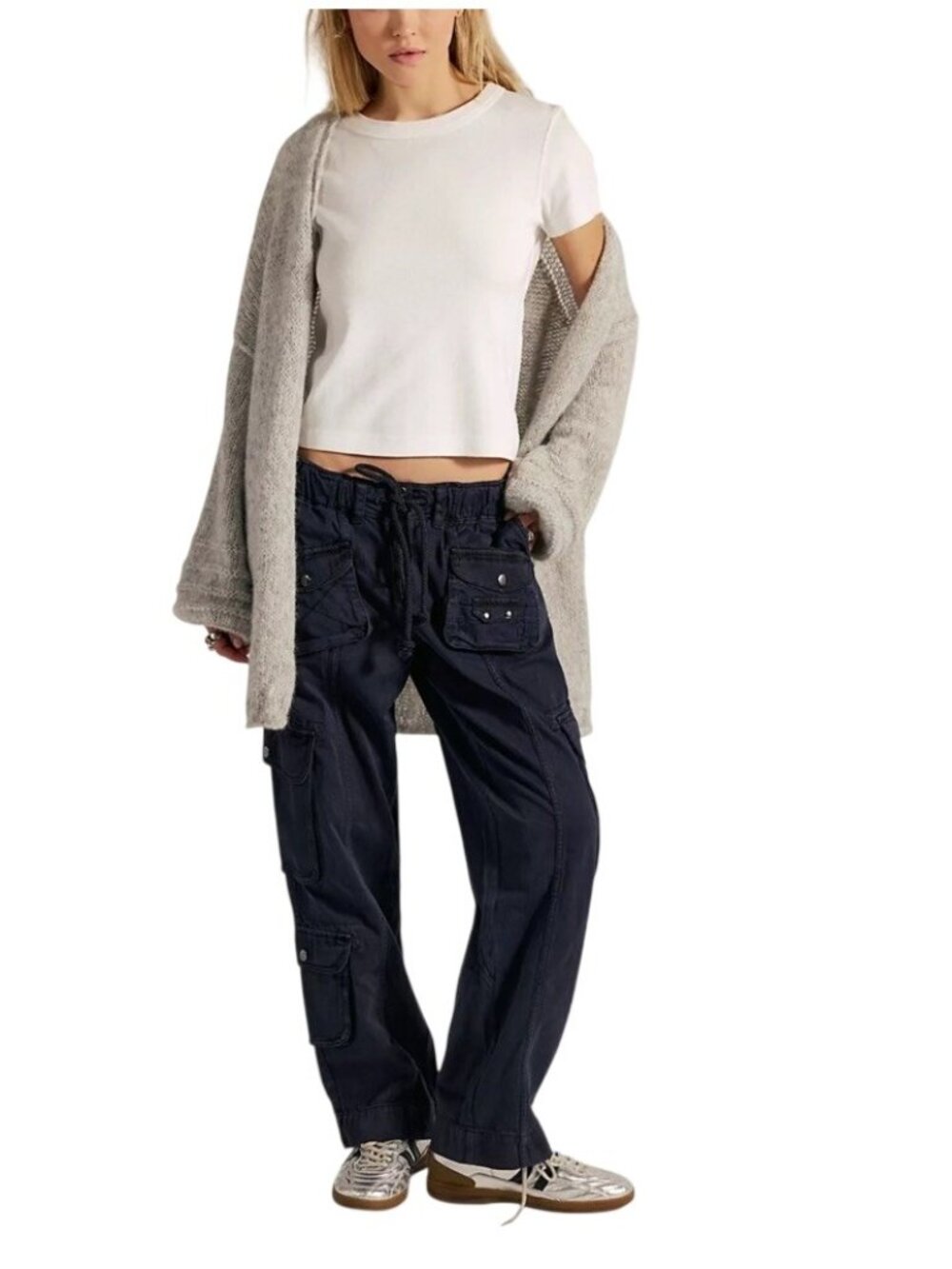 Free People We The Free Tahiti Pull On Cargo Pants Jet Black Women’s  XS $138